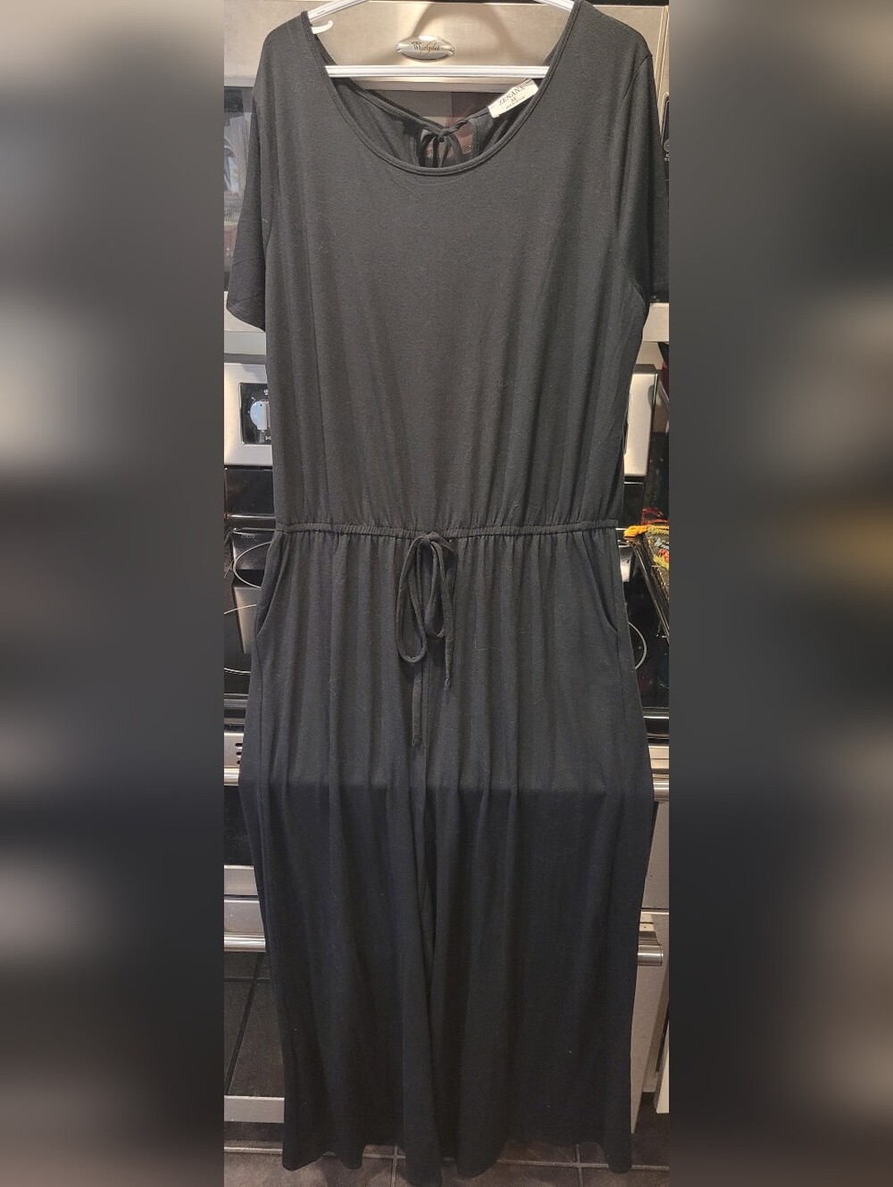 Zenana Outfitters Black Short Sleeve Tie Waist Jumpsuit